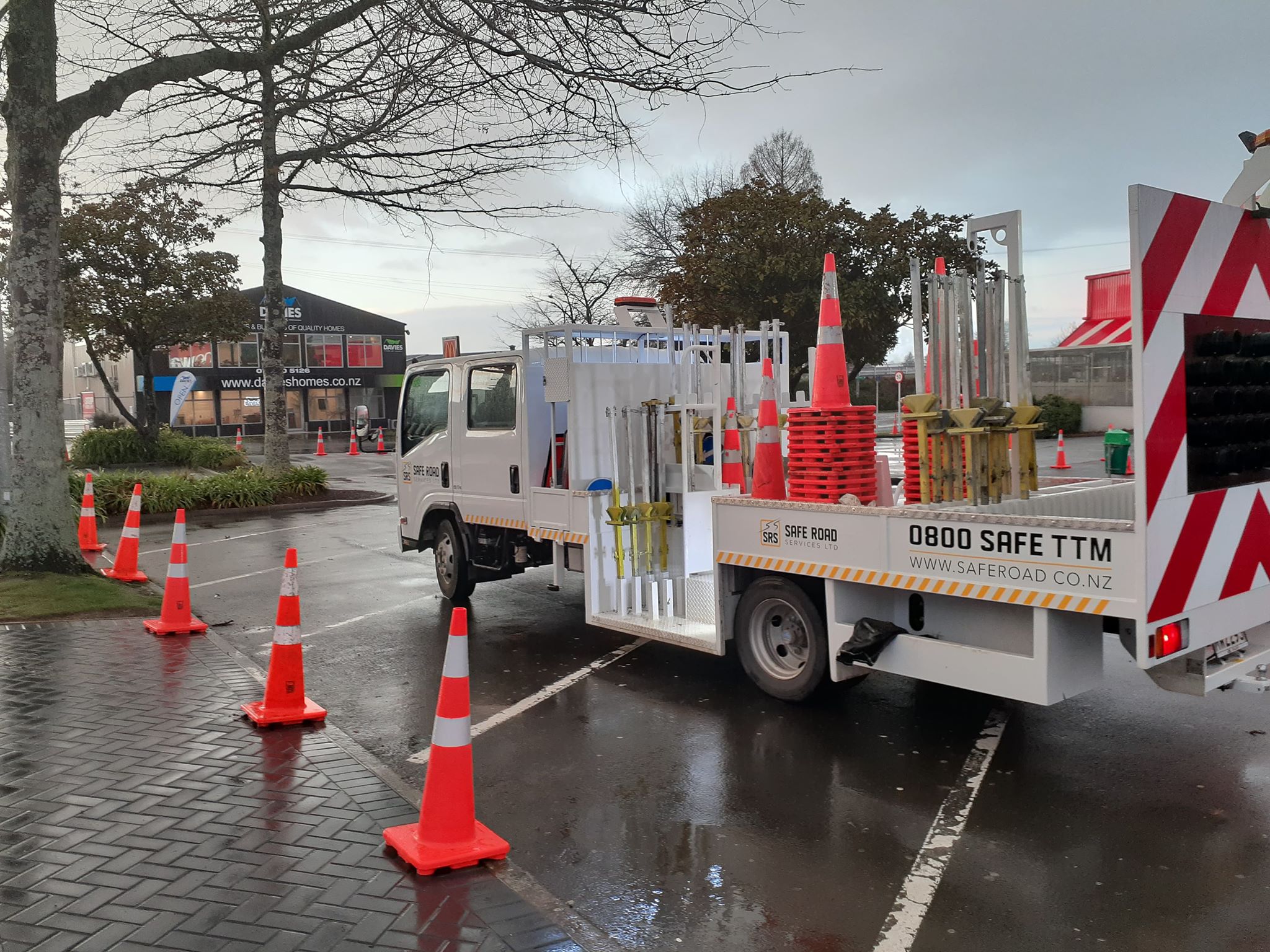 The Teams closing off a carpark in Te Awamutu for resurfacing