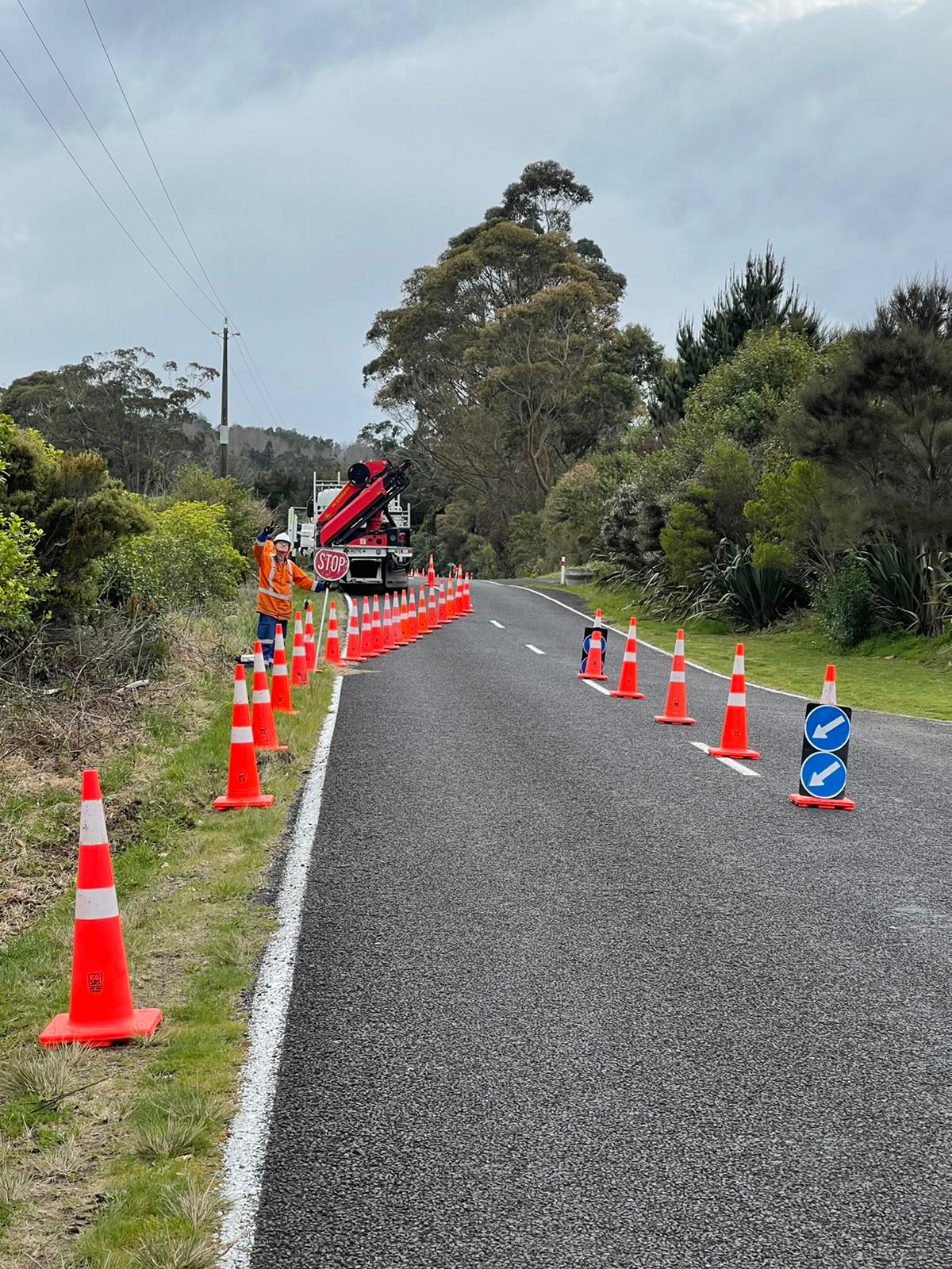road cones on a road